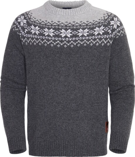 Gridarmor Men's Snøkrystall Round Neck Ullgenser Dark Grey/Light Grey/White Dk. Grey/Lt. Grey/White XL