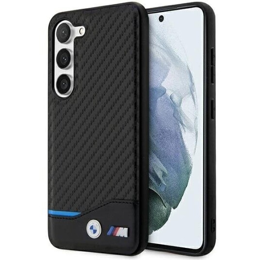 BMW Lær-Karbon Mobildeksel til Samsung Galaxy S23+ Svart