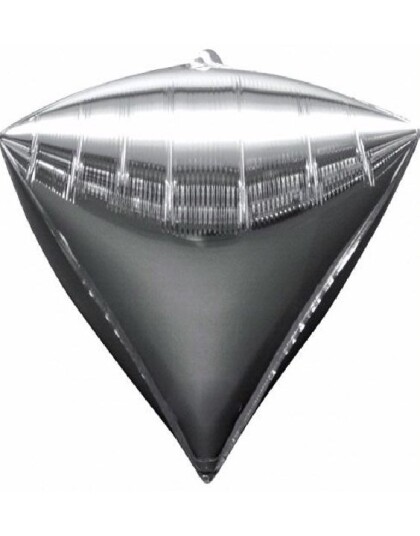 3 stk Sølvfarget Metallisk Diamondz Folieballong 50x38 cm