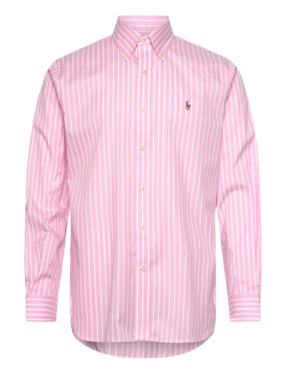 Polo Ralph Lauren Custom Fit Striped Pinpoint Oxford Shirt Pink 40.5