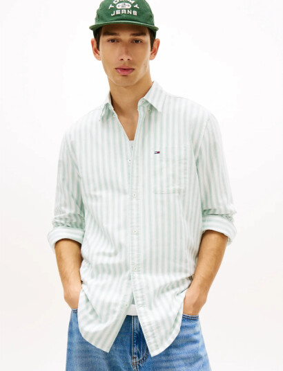 Tommy Jeans Tjm Reg Stripe Oxford Shirt Ext Green XXL Tommy Jeans Tjm Reg Stripe Oxford Shirt Ext Green XXL
