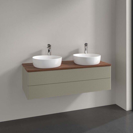Villeroy & Boch Antao Servantskap med 2 skuffer 120x50x36 cm m/lys Steingrå/Valnøtt Villeroy & Boch Antao Servantskap med 2 skuffer 120x50x36 cm m/lys Steingrå/Valnøtt