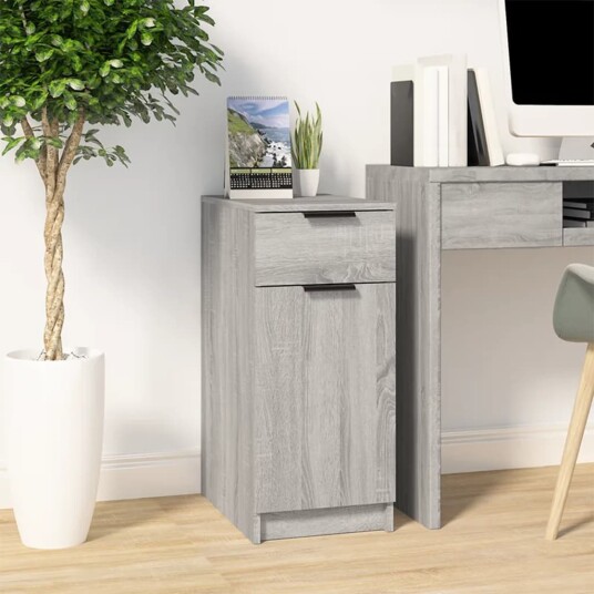 vidaXL Skrivebordskap grå sonoma 33,5x50x75 cm konstruert tre vidaXL Skrivebordskap grå sonoma 33,5x50x75 cm konstruert tre