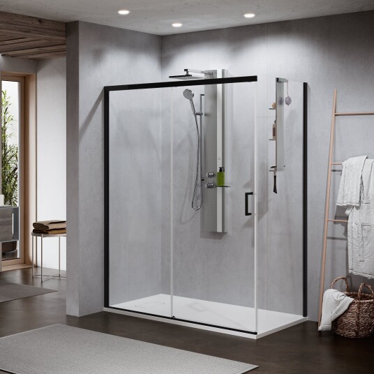 Novellini Zephyros 2.0 PH Skyvedør 120-160cm Svart Matt / 166-169cm Venstre