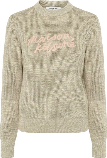 Maison Kitsune Maison Kitsune Handwriting Waffle Jumper Green S