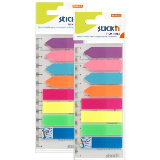 Indexflikar Neon 45x12mm + 42x12mm 2-pack Stick'n