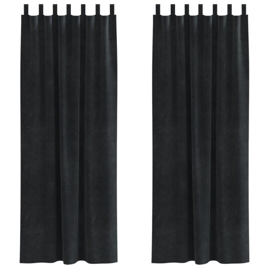  Gardiner med gardiner 2 pcs Svart 140 x 260 cm Fløyel