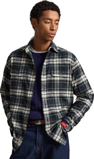 Polo Ralph Lauren Classic Fit Plaid Flannel Workshirt   Navy   XXL