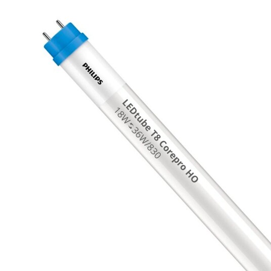 Philips LED Lysrør T8 CorePro (HF) High Output 18W 1850lm - 830 varm hvit | 120cm - erstatter 36W