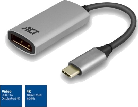 Act Usb-C Til Displayport-Adapter 4K @60Hz Kabel 0,15 M Aluminium Ac7030