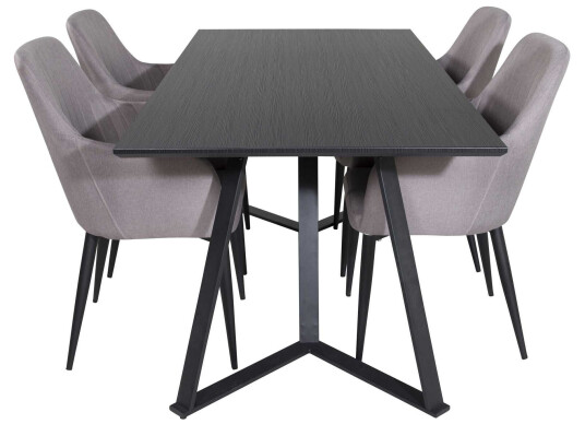 Venture Design Marina & Comfort spisegruppe Svart/grå 4 st stoler & bord 180 x 90 cm