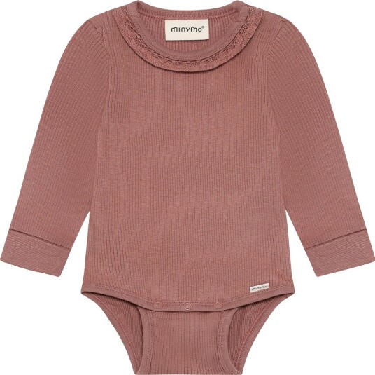 Minymo Body I/e Rib Burlwood Minymo 2 år (92) Langermet Body Bordeaux Rosa