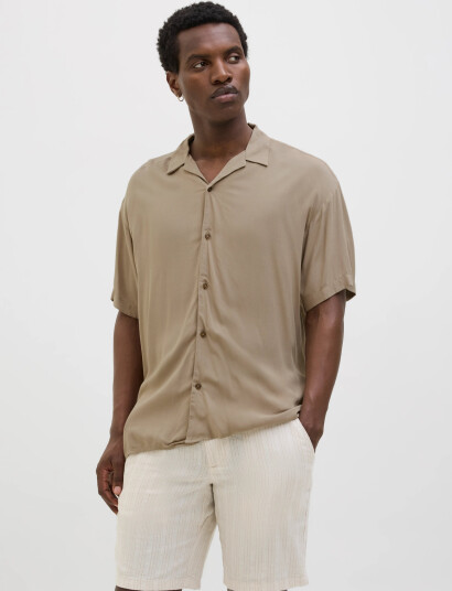 Jack & Jones Jjejeff Solid Resort Shirt S/S Sn - Beige - M