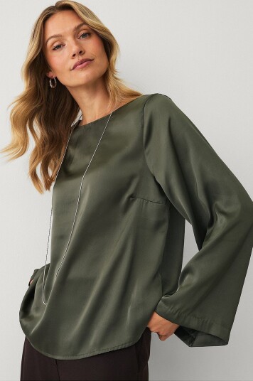 Ellos Collection Bluse i sateng Grønn
