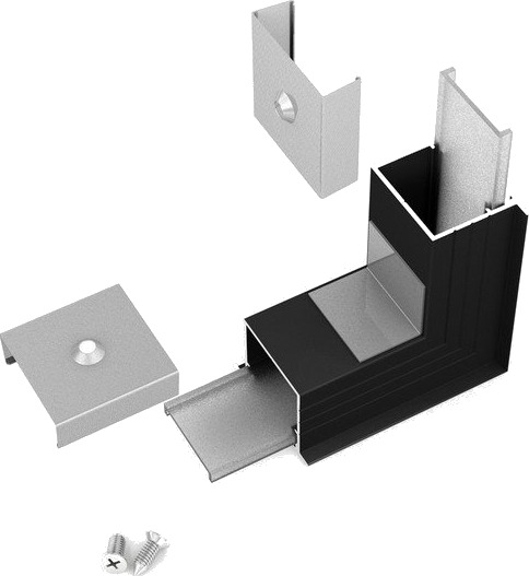 Topmet Profilsamler LINEA IN20 270GRAD opp / ned svart anodisert