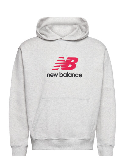 New Balance Athletics French Terry Logo Hoodie   Grey   XS