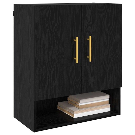 Veggskap Veggmontert Svart eik 60 x 31 x 70 cm Konstruert tre Veggskap Veggmontert Svart eik 60 x 31 x 70 cm Konstruert tre