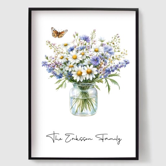 Namly Design Personalisert Plakat Akvarell Familie Blomsterbukett POSTER4S729J Namly Design Personalisert Plakat Akvarell Familie Blomsterbukett POSTER4S729J