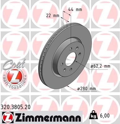 Bremseskive ZIMMERMANN 320.3805.20