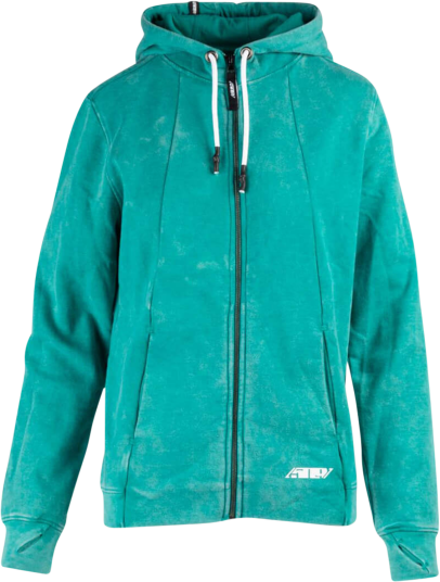 509 Hoodie A Frame Full Glidelås Dame Smaragd