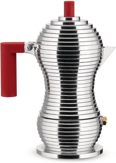 Alessi Pulcina Espresso Kaffetrakter Rød 3 Kopper Kaffemaskiner Og Kaffebryggere Michele De Lucchi Sølv