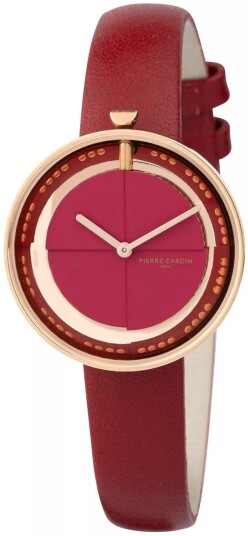 Pierre Cardin Dameklokke CMA.0007 Marais Mirror Rød/Lær Ø32 mm