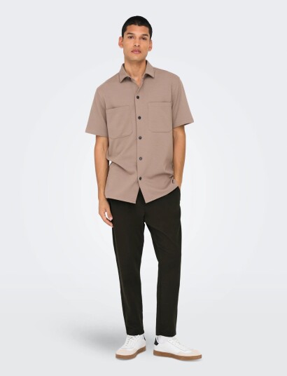 ONLY & SONS Onslinus Crop 0007 Cot Lin Pnt Noos   Brown   XXL
