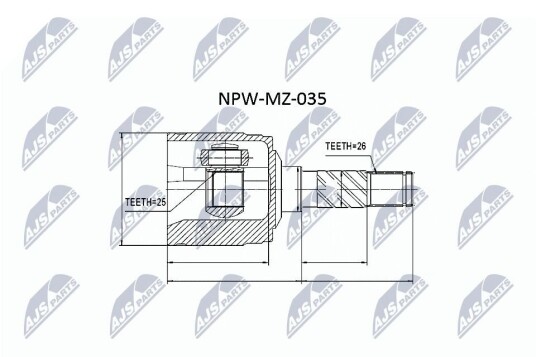 Nty Drivknute drivaksel NTY NPW MZ 035