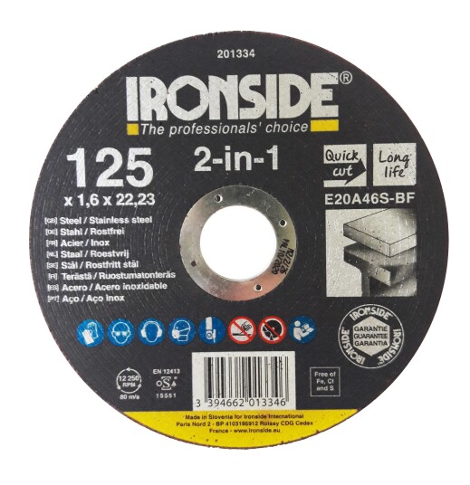 Ironside 201334 Kappeskive 125 mm F41 E20A 2in1 125 x 1,6 x 22 mm Maskintilbehør & forbruk