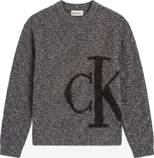 Calvin Klein Jeans Ls Lambswool Blend Monogram Crew - MEDIUM GREY MOULINE - M Calvin Klein Jeans Ls Lambswool Blend Monogram Crew - MEDIUM GREY MOULINE - M
