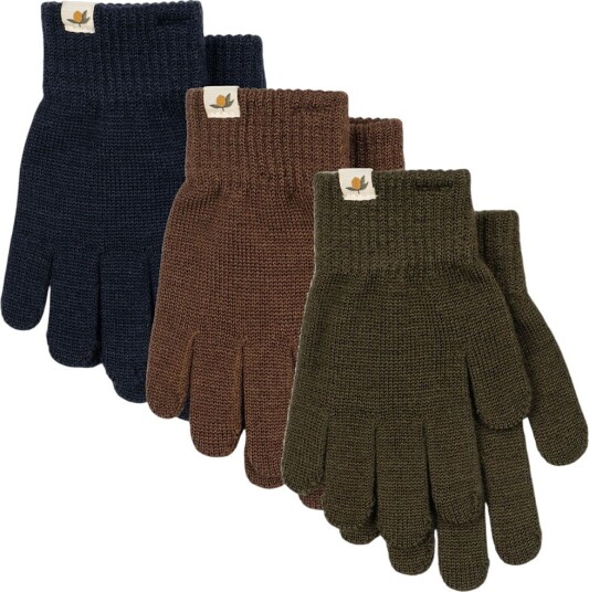 Konges Sløjd Hansker   Strikk   3 pack   Fyll   Forest Mix   Konges Sløjd   9 10 år (134 140)   Handsker Armygrønn Brun Marineblå