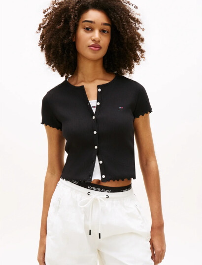 Tommy Jeans Tjw Ss Rib Top Im   Black   M