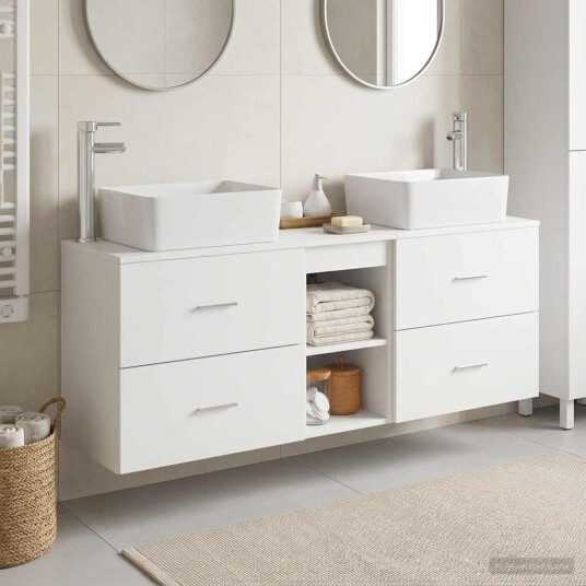 vidaXL Baderomsskapsett 3 stk. Hvit 53 x 34,5 x 63 cm Konstruert tre vidaXL Baderomsskapsett 3 stk. Hvit 53 x 34,5 x 63 cm Konstruert tre