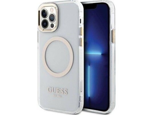 Guess Metal Outline Magsafe - Iphone 12 / Iphone 12 Pro-Deksel (Klar / Gull)