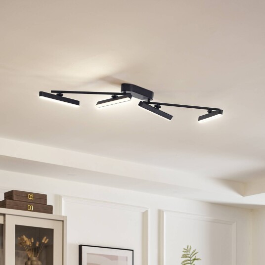LED taklampe Eldrin Lindby dimbar Sort Stue / spisestue Metall Moderne