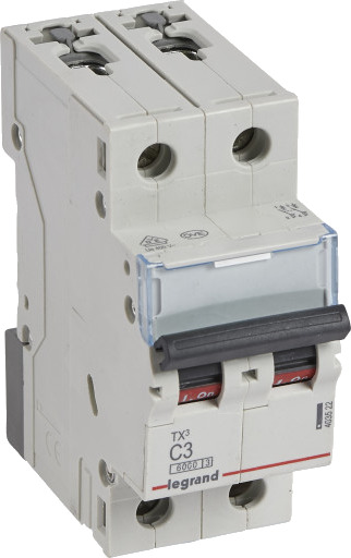 Legrand 5 stk TX³ MCB automatsikring C3 2P 2M 6/6kA