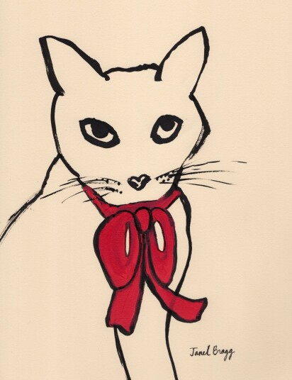 Namly Design Plakat Katt med rød sløyfe POSTER64B0ZA