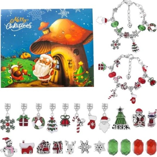 Julekalender 2024 Gave DIY Julekalender Smykker Jente 24 Charm Armbånd Smykker Håndverk Barnepresent FQ 
