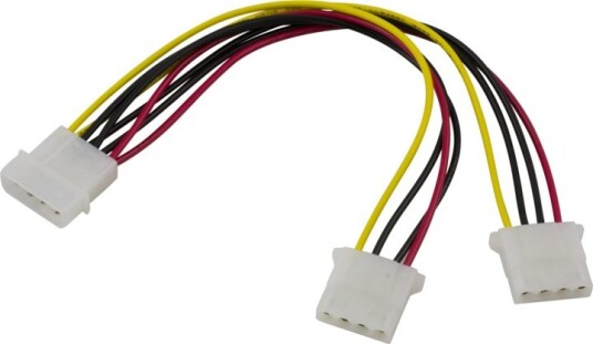 DELTACO Y-kabel intern for 4-PIN strømforsyning Hankjønn/Hankjønn