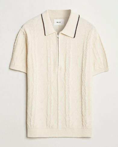NN07 Gustav Bouclé Half Zip Polo Ivory NN07 Gustav Bouclé Half Zip Polo Ivory