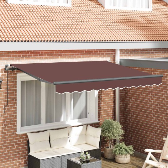 Innvendbar Markise Brun 350 x 200 cm Polyester og aluminium