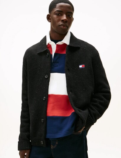 Tommy Jeans Tjm Reg Badge Knitted Cardigan   Black   M