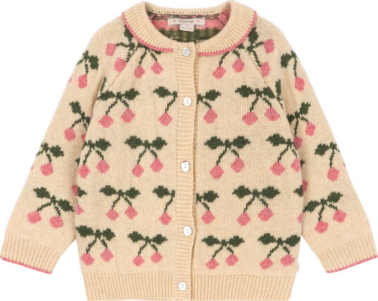 Konges Sløjd Cardigan Strikk Ull Belou krage Cherry Konges Sløjd 4 år (104) Cardigan Beige Grønn Rosa