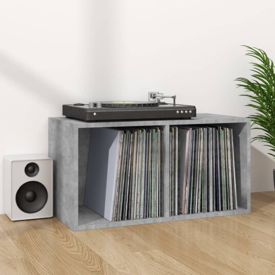 vidaXL Oppbevaringsboks LP betonggrå 71x34x36 cm konstruert tre vidaXL Oppbevaringsboks LP betonggrå 71x34x36 cm konstruert tre