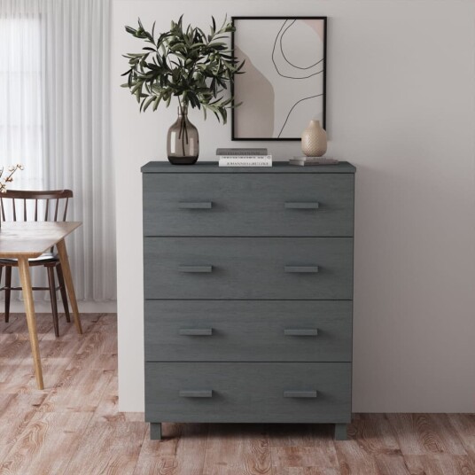 vidaXL Skjenk mørkegrå 79x40x103,5 cm heltre furu