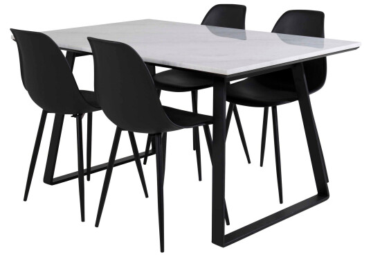 Venture Home Estelle Spisegruppe 140 cm Rektangulær med 4 Polar Stoler Sort
