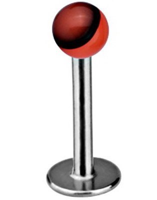 Aab Magic Stone Labret med Orange og Svart Kule Strl 1.2 x 10 mm med 3 mm kule