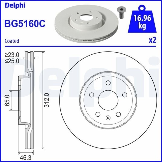 Bremseskive DELPHI BG5160C