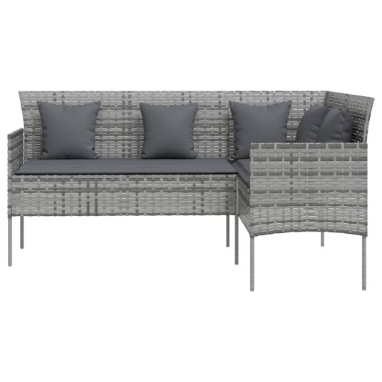 Sofa L formet med puter polyrotting grå