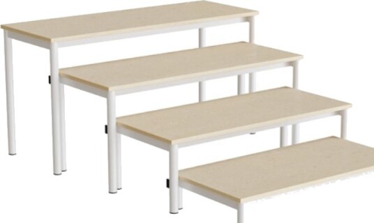Benk Idol, Trapp 800, Beige Linoleum, Hvit Ramme, 4 Seksjoner